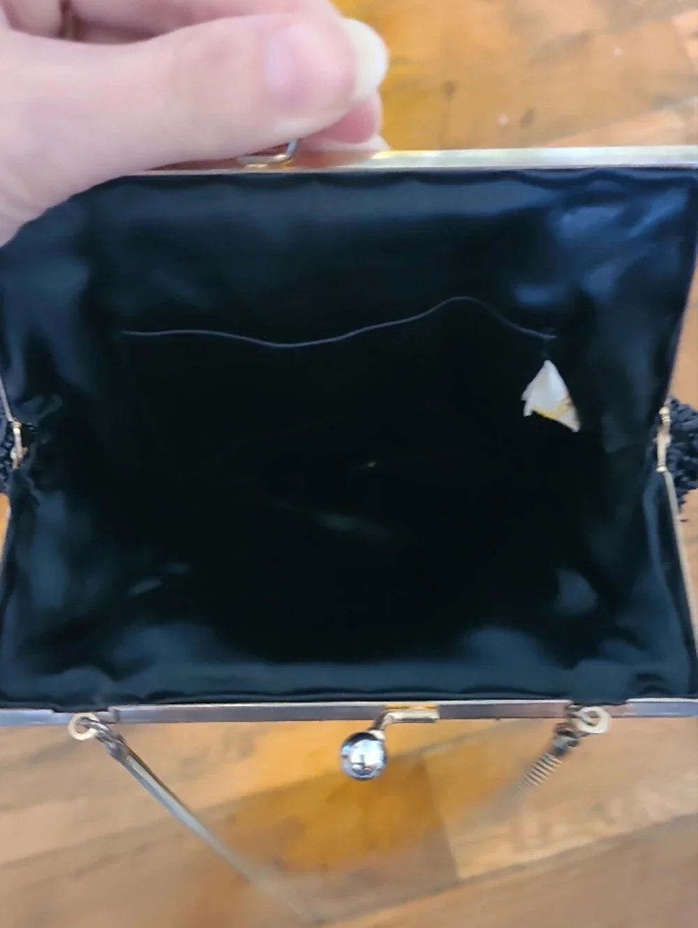 Vintage Black Beaded Shell Clutch